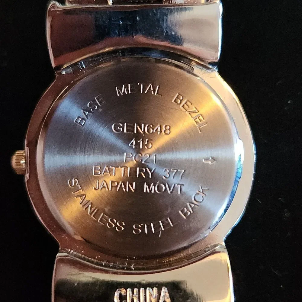 Easy Reader Quartz Watch 2 Tone Metal Cuff